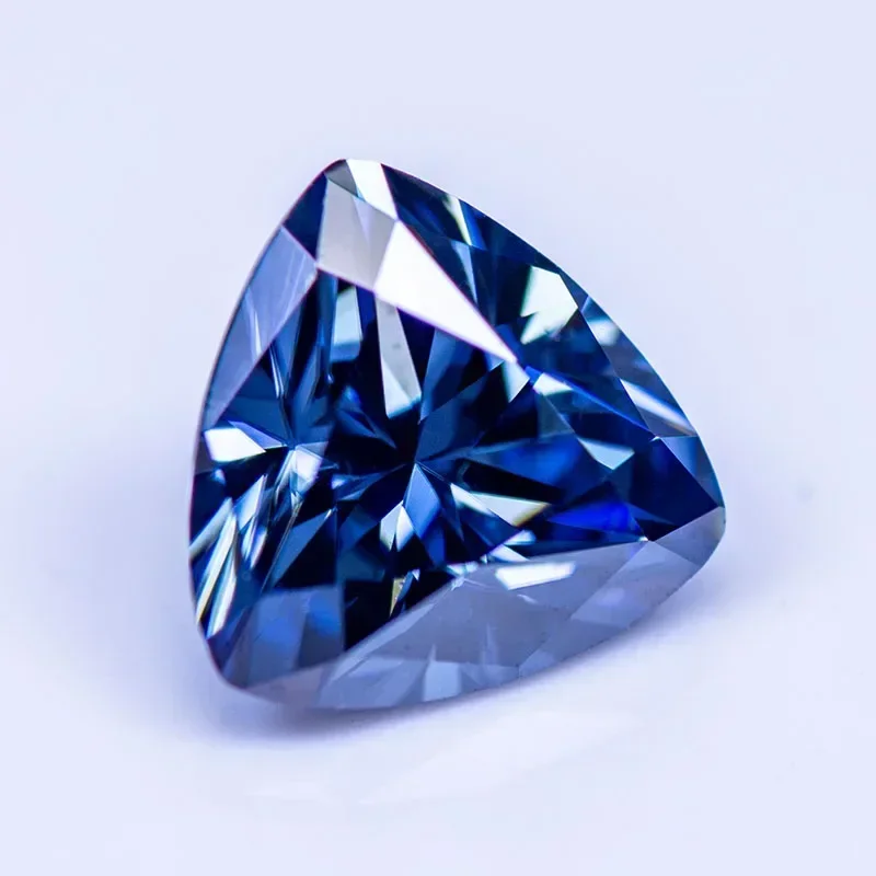 Moissanite Stone Trillyon Cut Primary Color Royal Blue Lab Created Gemstone For DIY Charms Jewel Making With GRA Certificate