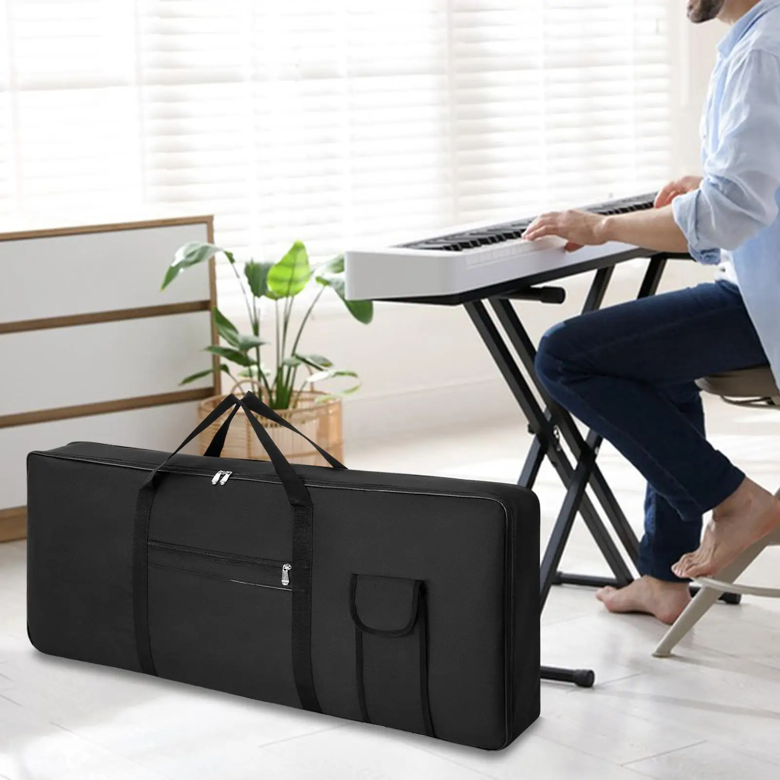 

Чехол для клавишных инструментов на 61 клавишу, с ручками, на молнии, утолщенный, для электронного пианино, сумка для хранения электронных клавишных для музыкантов, для турне и путешествий