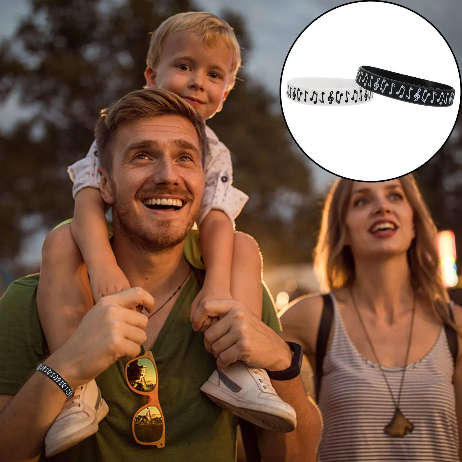 

10Pcs Music Festival Bracelets Silicone Wristbands Syllable Notes Design Decorative Band for Concert Party Wristband