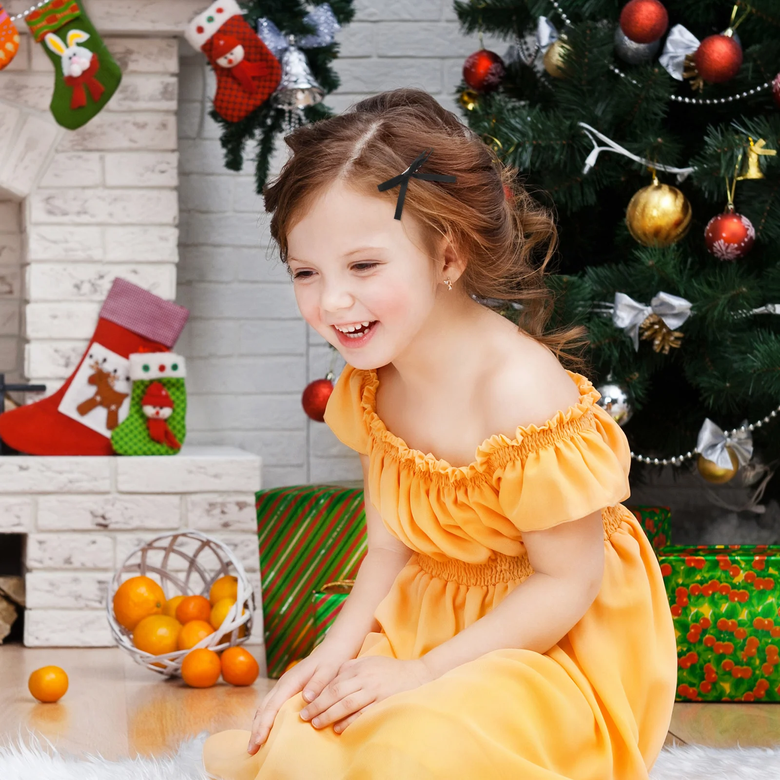 10 قطع من مشابك شعر على شكل فيونكة للفتيات، أقواس زخرفية لطيفة، مادة آمنة تدوم طويلاً، لون كلاسيكي، إكسسوارات حفلات أعياد الميلاد