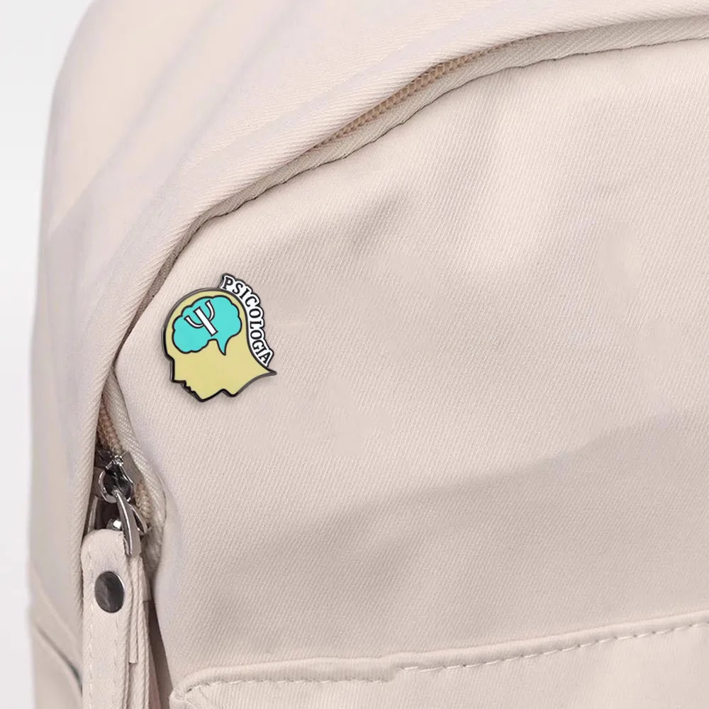 Psychologie-Gehirn-Emaille-Pin, Psi-Symbol-Brosche, Geschenk für Psychologie-Studenten zum Abschluss, Abzeichen für das Bewusstsein für Psychische Gesundheit – Detail 5
