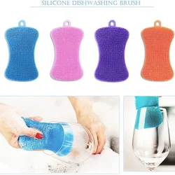 Silicone Sponge Dish Washing Scrubber Household Cleaning Sponge Kitchen Gadgets Brush Accessories For Dishes