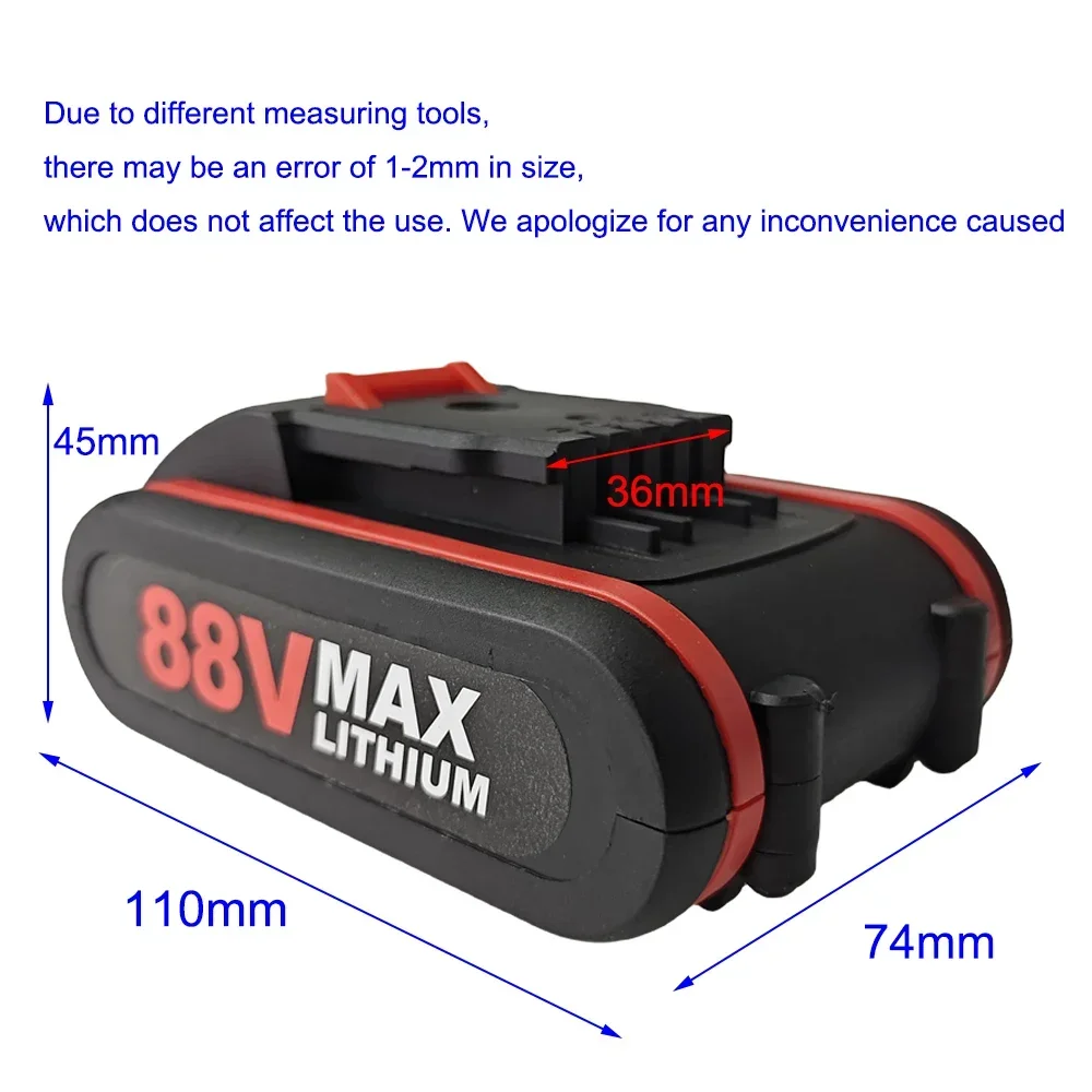 For Worx 88V  Power Tools Replacement Battery  2000mAh Rechargeable Li-ion Battery Suitable