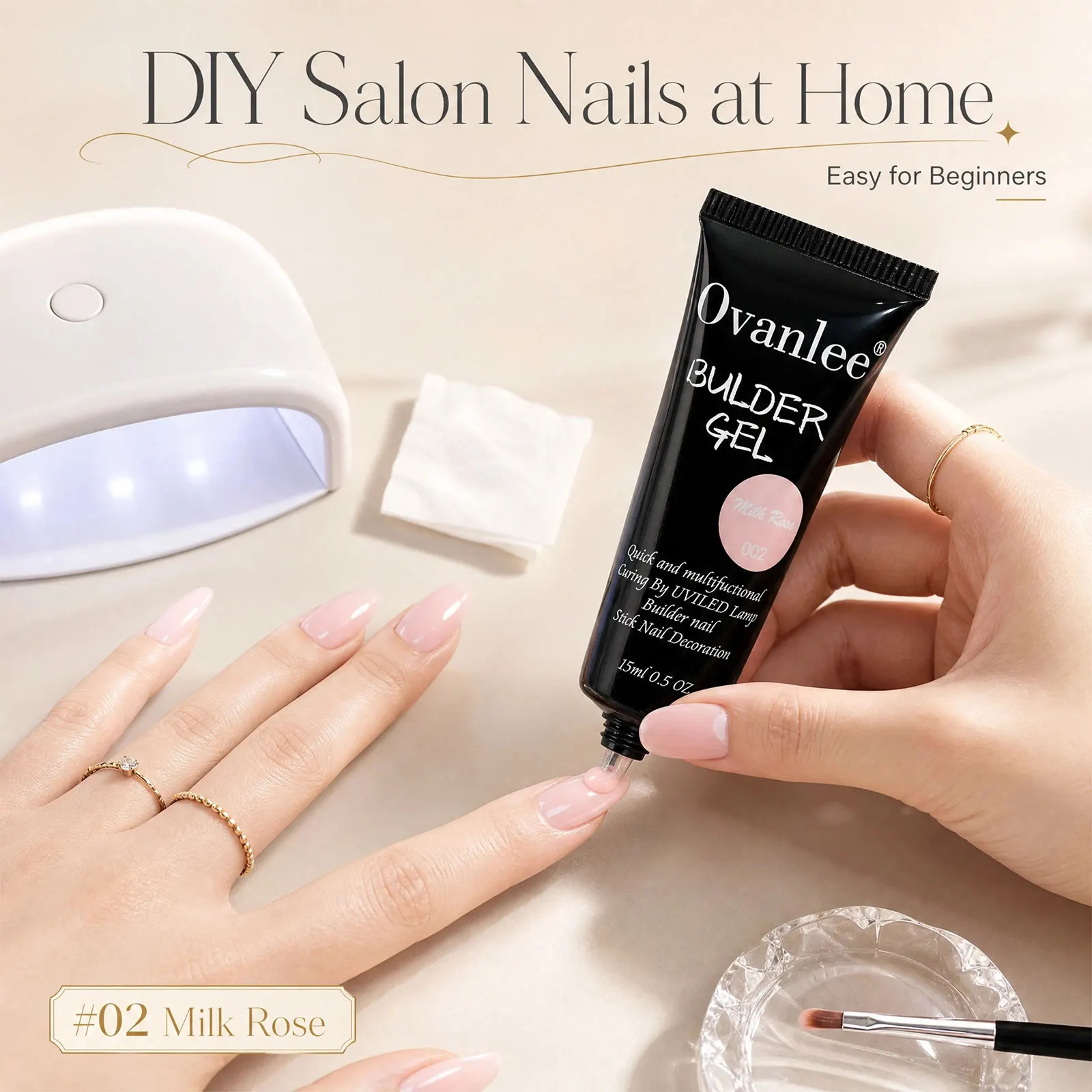 Ovanlee 12-Color Form-Free Builder Nail Gel, 15ml Jumbo Tubes, Self-Leveling, Strong Hard Sculpting & Strengthening