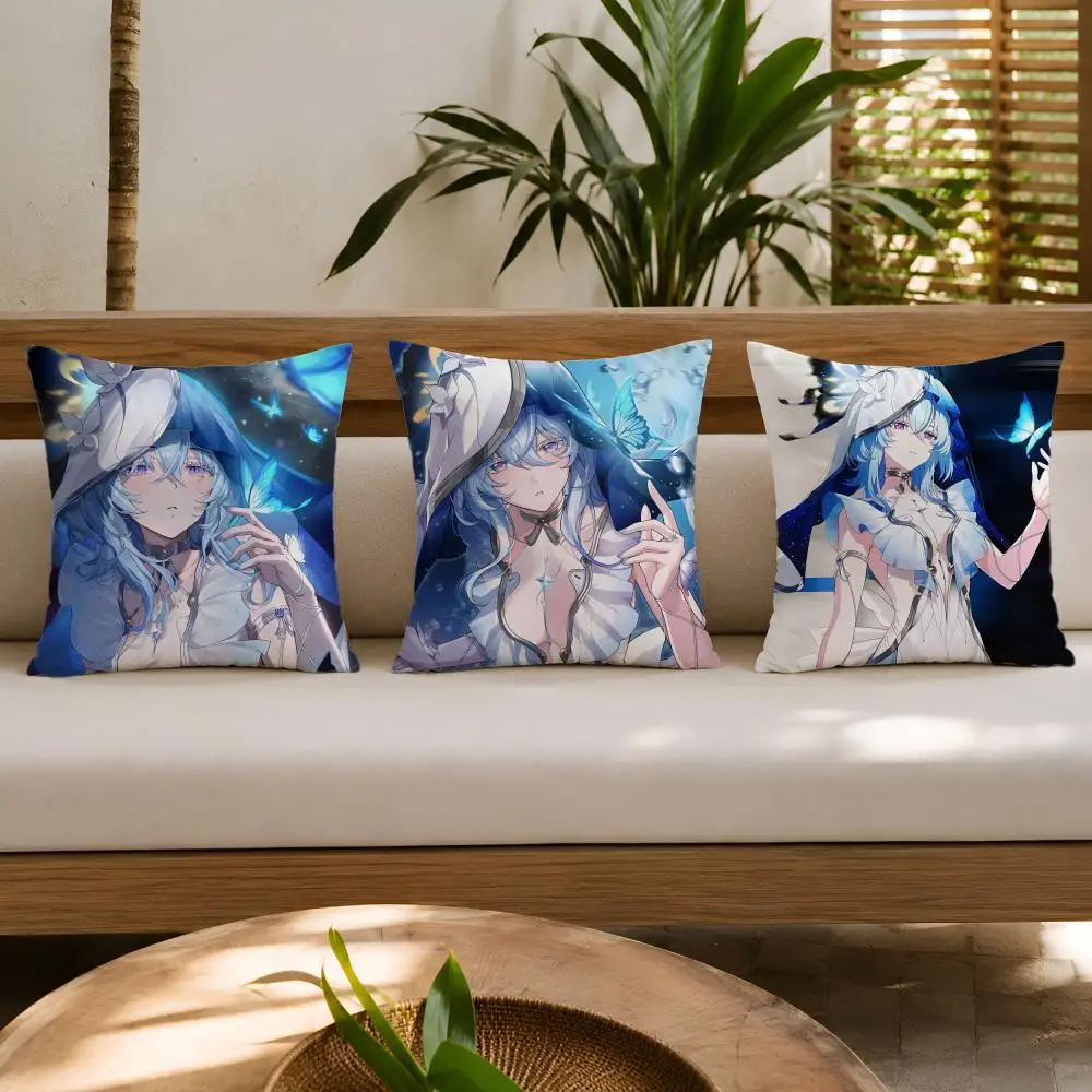 Hot Game Wuthering Waves The Shorekeeper Cushion Cover Wrinkle-Resistant Short Plush Cushion Covers Breathable Machine-Washable