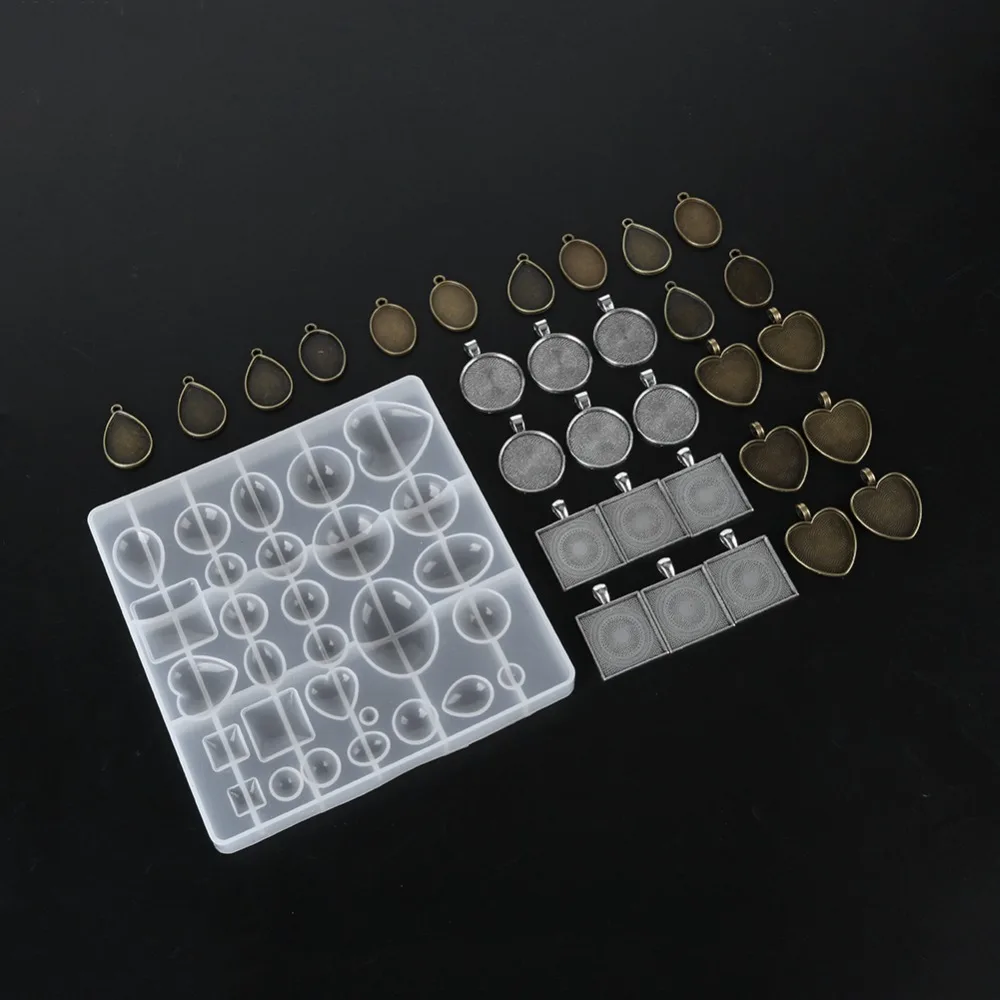 

1 Set Exquisite Metal Material Pendant Base 5 Styles Pendant Tray Jewelry DIY Tool Pendant Crafting
