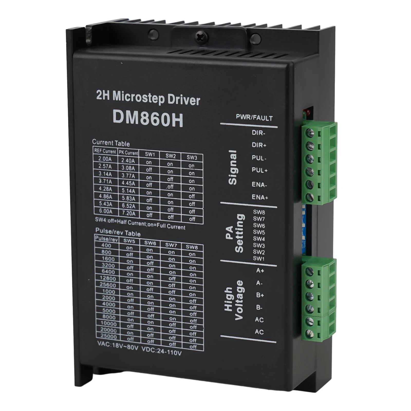 High Performance DM860H Stepper Motor Driver with H Bridge Bipolar Drive 15 Subdivision Modes Stable and Efficient