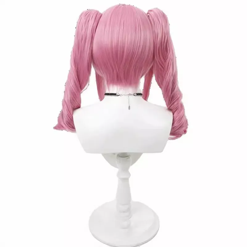 Peluca de cosplay de chica mágica Envyl Hanabishi Haruka, cuero cabelludo de silicona de dos colas rosas, regalo de Halloween