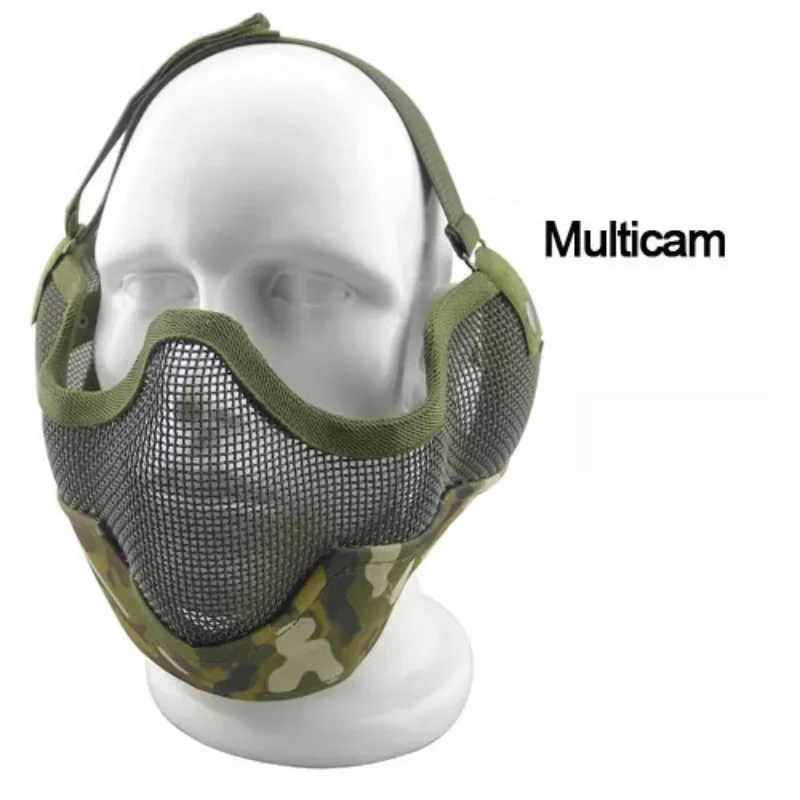 ZXYHFE-mascarillas protectoras tácticas de media cara, equipo de tiro Airsoft Paintball, malla de acero con bajo contenido de carbono, accesorios