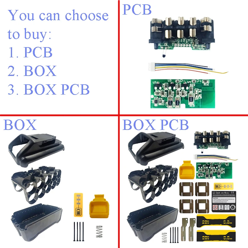 10*21700 DCB200 Li-ion Battery Plastic Case PCB Charging Protection Circuit Board Box Shell For Dewalt 18V 20V 8Ah Lithium Tool