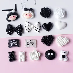 10pcs Black Series Girl Flower Candy Flat Back Cabochons Embellishment Scrapbooking and Crafts Diy Hairpin Accessories