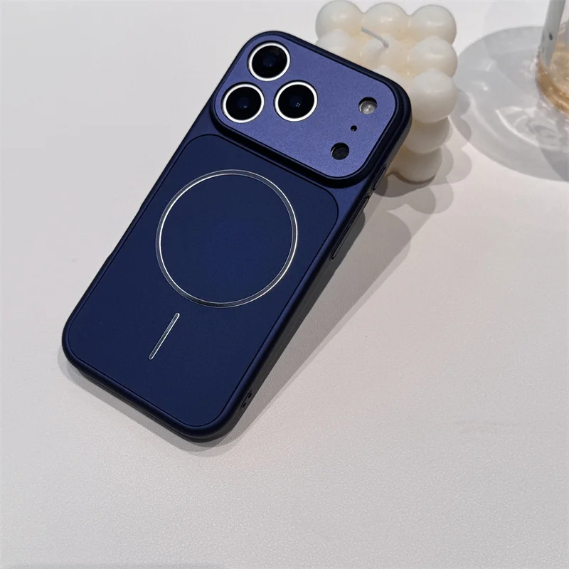 الفاخرة سيليكون اللوحة الخلفية المعدنية حافظة هاتف مزودة بكاميرا آيفون 17 برو ماكس الهواء 16 15 14 13 ل Magsafe الغطاء الواقي المغناطيسي