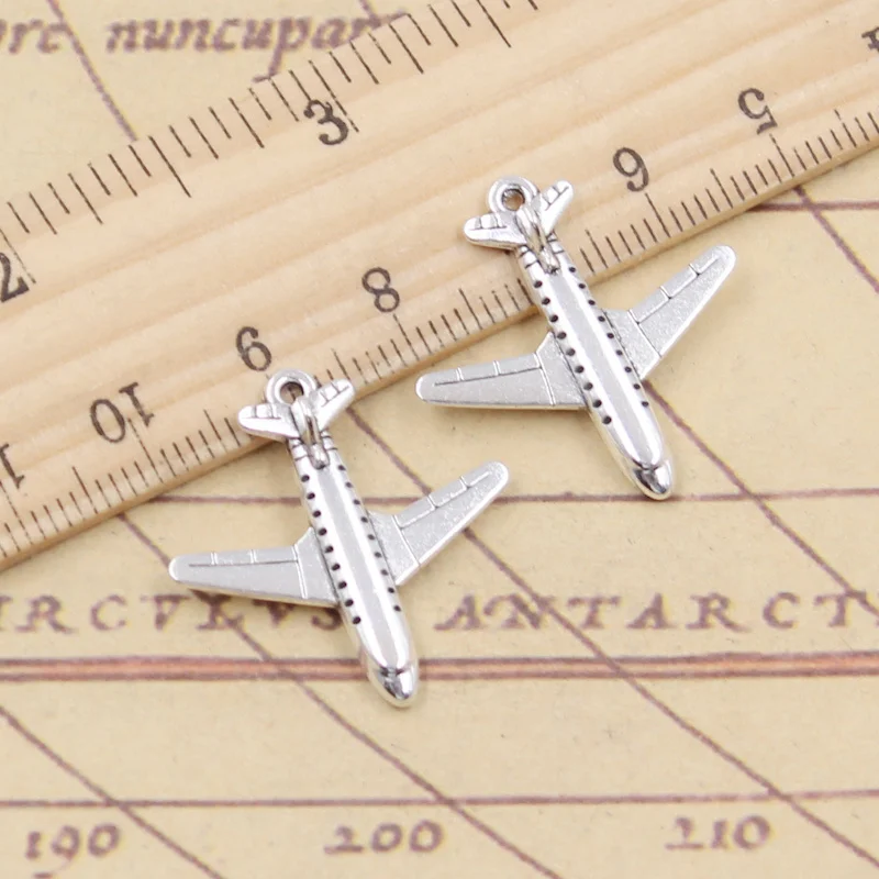 10 sztuk Charms samolot pasażerski samolot 26x25mm tybetański srebrny kolor wisiorki antyczna biżuteria Making DIY Handmade Craft