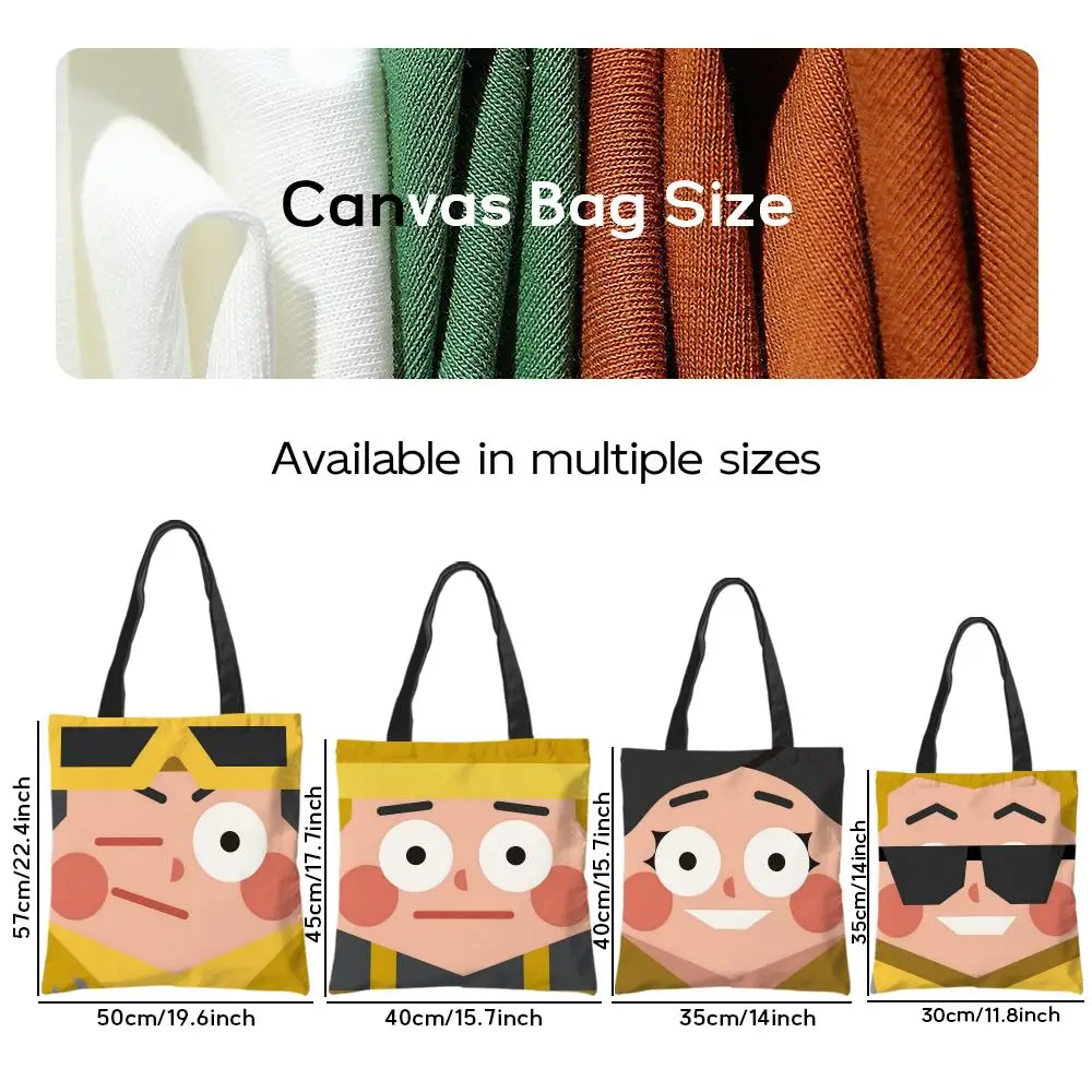 Storage Bags Canvas Shoulder Bag for Boys Girls Anime Crossbody Bags Students Handbag Cute Funny Abstract Character Avatar