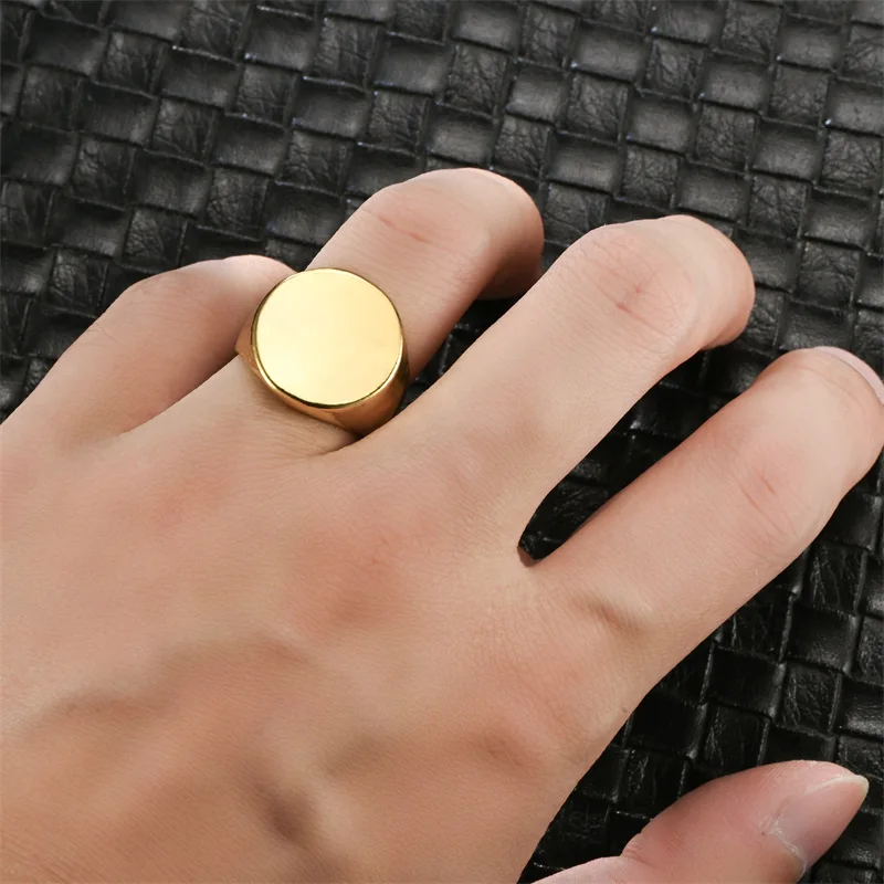 Meetvii Men's Ring Punk Rock Smooth Alloy Signet Ring For Men Hip Hop Party Jewelry Wholesale Male Wedding Rings