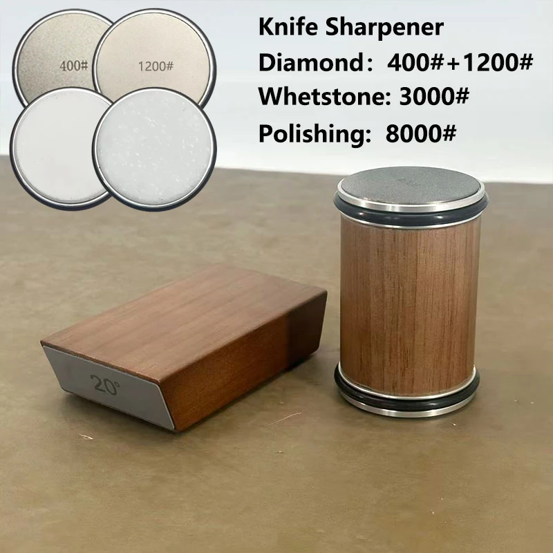 Rollende messenslijper Magnetische meshouder Diamantslijpsteenset met 15 en 20 graden hoekrol Keukenaccessoire