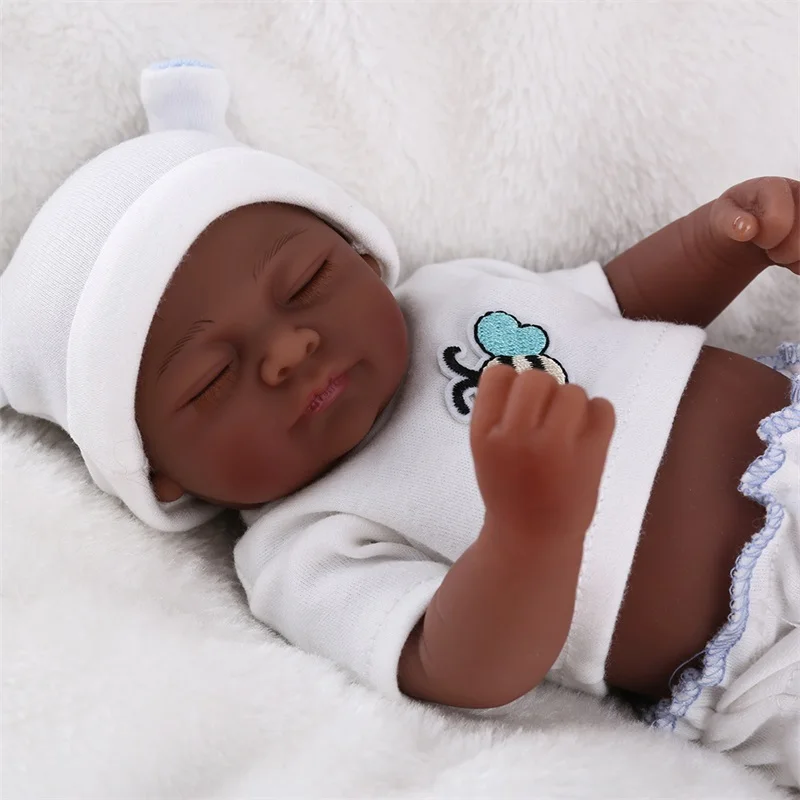 

12" Preemie Full Body Silicone 28cm girl boy Black Doll Lifelike Mini Reborn Doll Surprice Children Anti-Stress