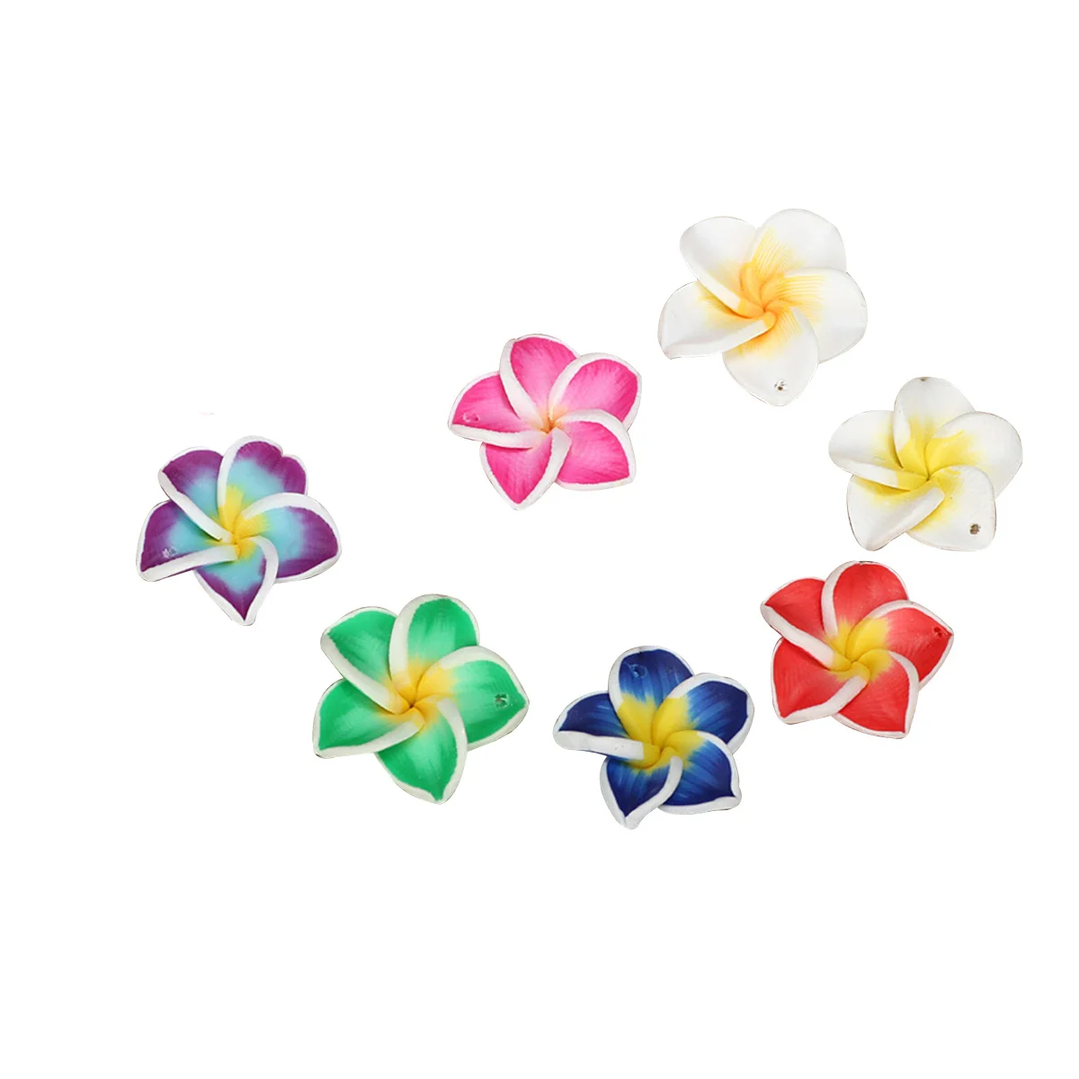 50 Pcs DIY Beads Headdress Polymer Clay Plumeria Flower Phone Case Decor Spacer Tiara