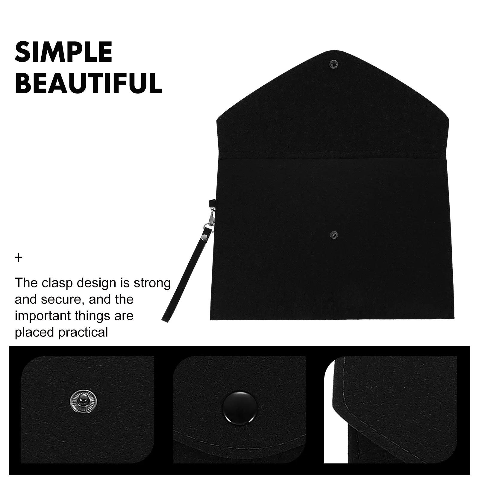 

Felt File Bag ganizer A4 Business Pouch Wear Resistant Clasp Design Practical Storage Document Folder Official Envelopes