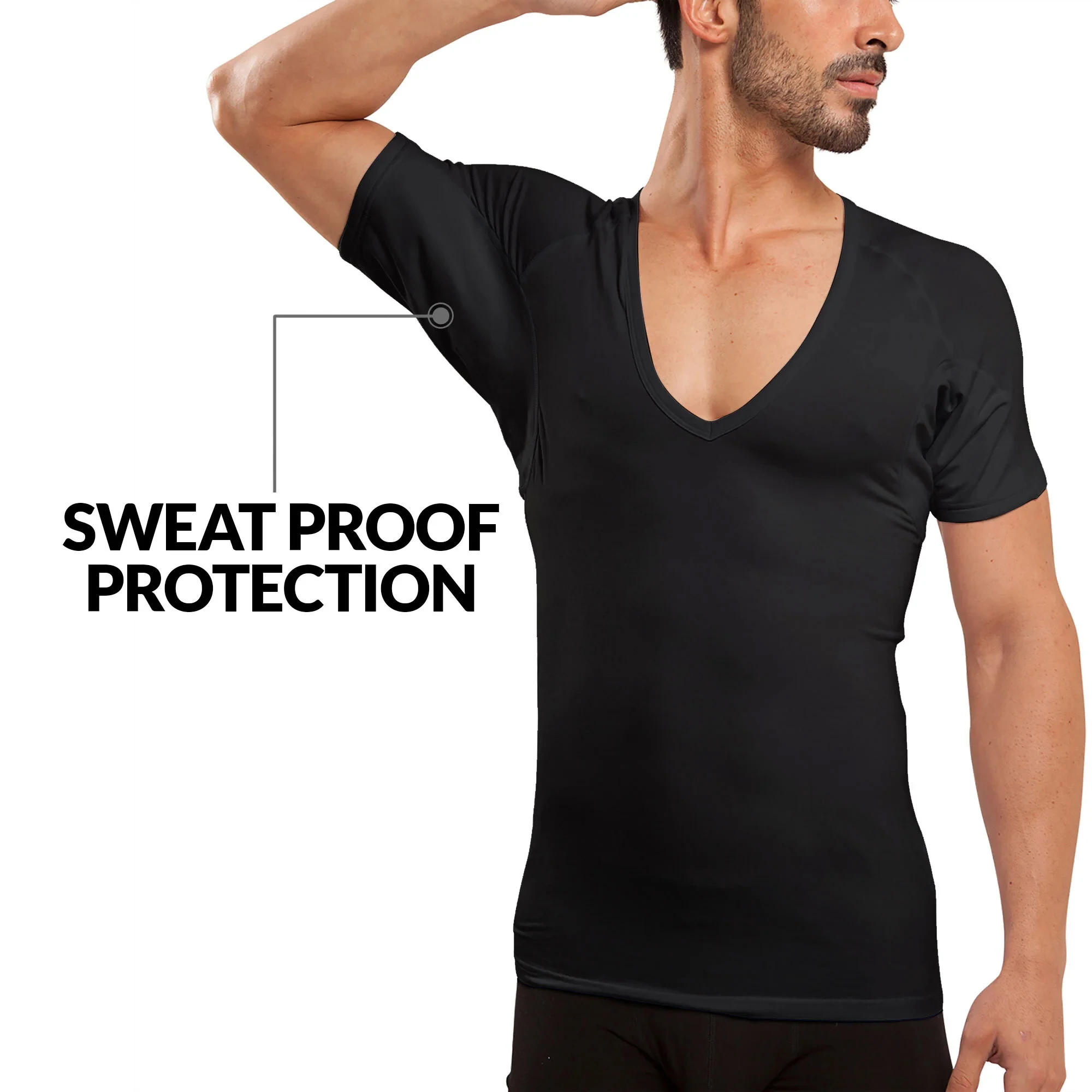 

Activated Deepened V-neck New Design Sweat Proof Underarm Pads Men's T-shirts Sweatproof Undershirt