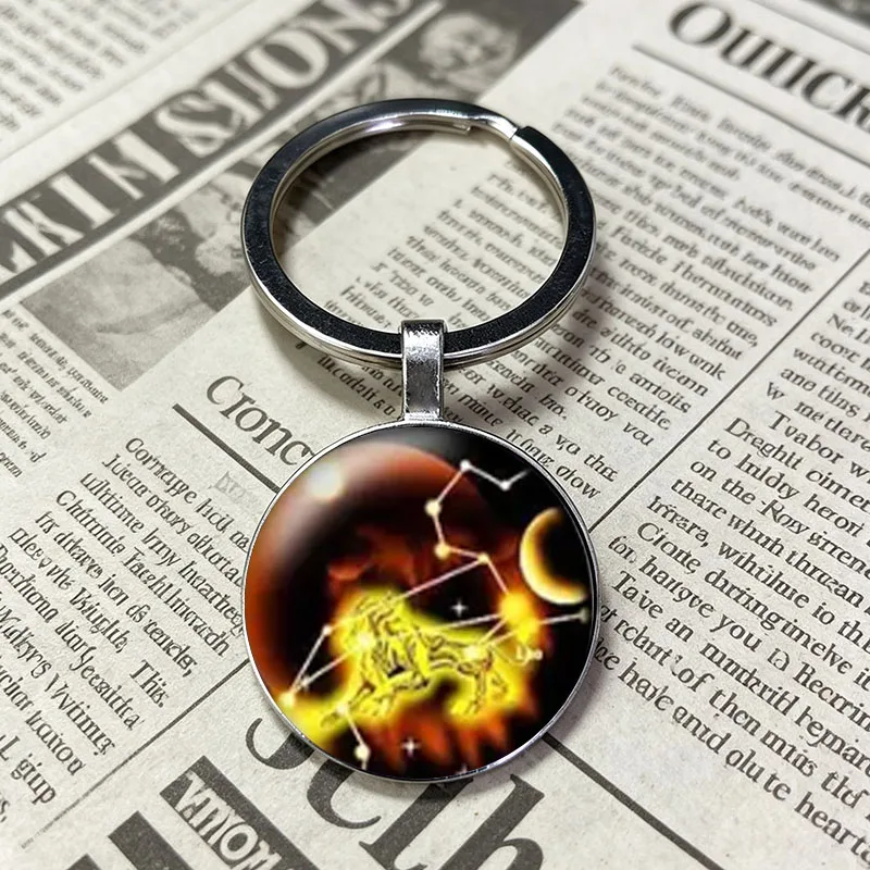 Fluorescent Horoscope Star Sign Key Ring, 12 Zodiac Animal Astrology Key Holder Fashionable And Exquisite New Products Gift