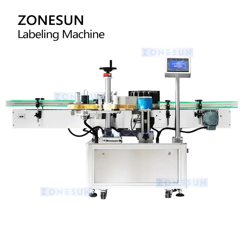 ZONESUN Automatic Label Applicator Wrap Around Labeling Machine High Speed Round Bottle Labeling Equipment ZS-TB140