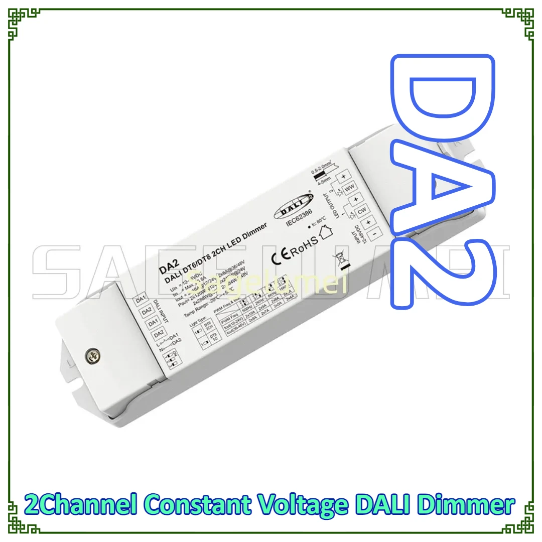 

Новый 2-канальный диммер DALI с постоянным напряжением DA2 (DT6/DT8) 10A/CH для затемнения DT6 или светодиодной ленты с цветовой температурой DT8