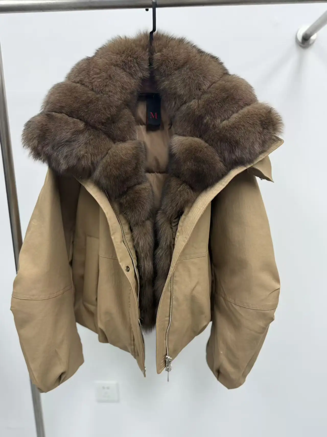 2025 جديد l ياقة من الفرو الأبيض أوزة أسفل سترة ort Thiened الدافئة المرأة أسفل Jaet تخفيف Sle أنبوب مستقيم #3