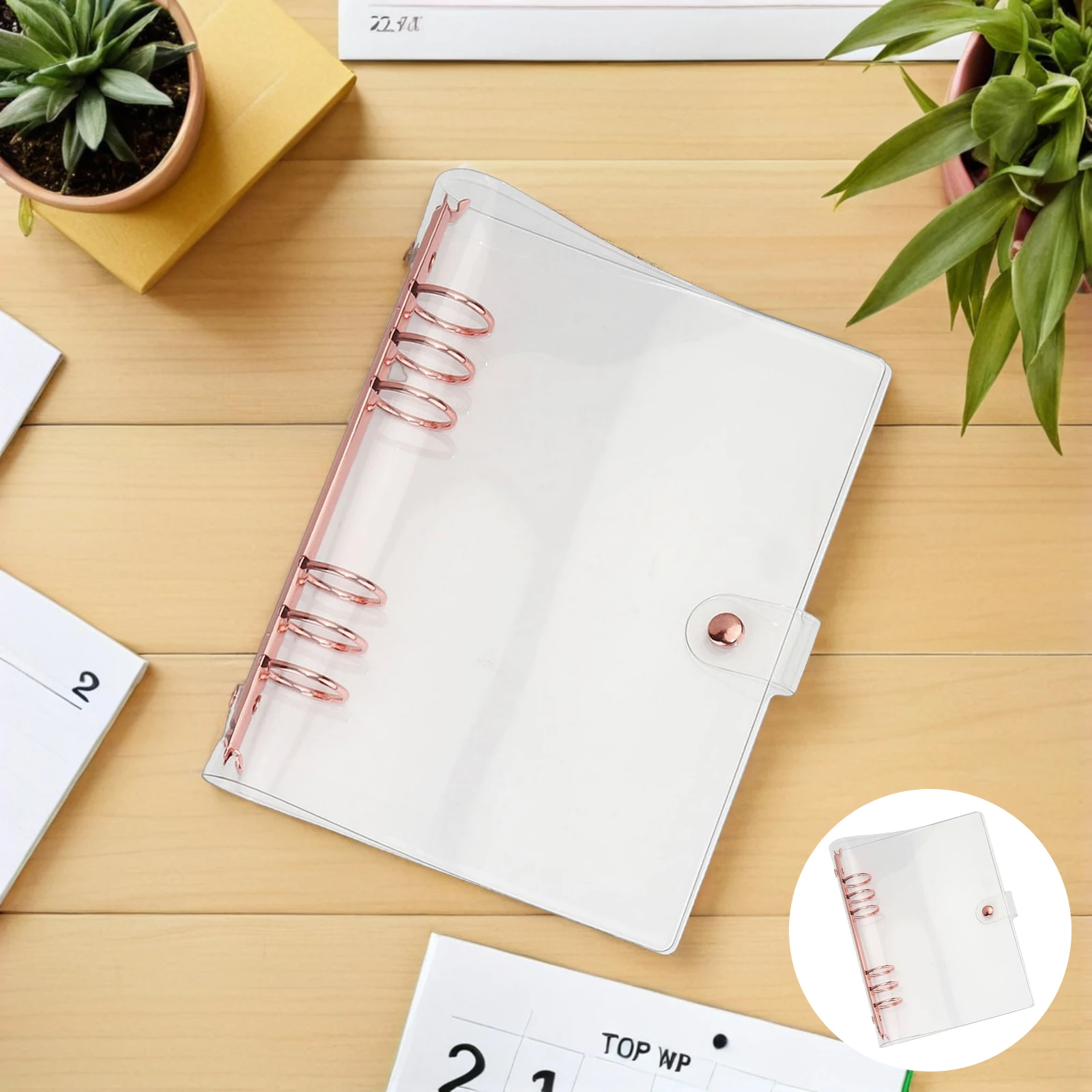 A5 Pvc Binder Cover Transparent Loose Leaf Notebook Protector Notepad Case For Students Scrapbook Travel 6-Rings