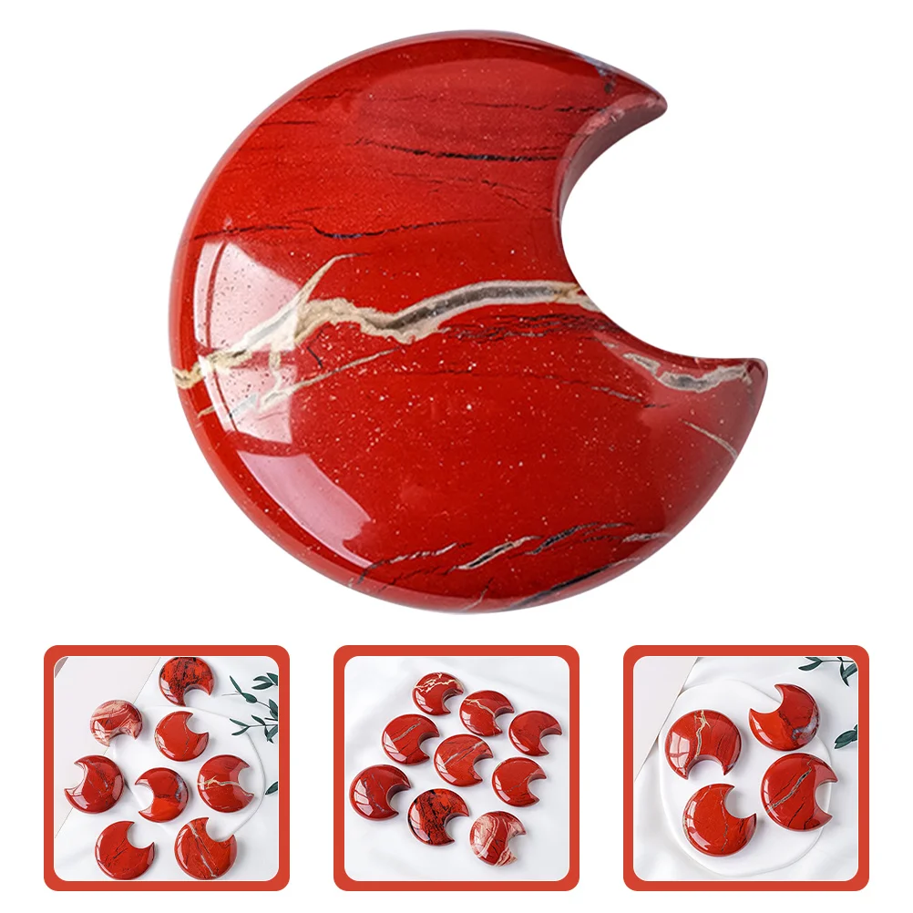 

2Pcs Moon Shaped Crystal Stone Beautiful Polished Ornament for Home Desktop Decoration Natural Decor