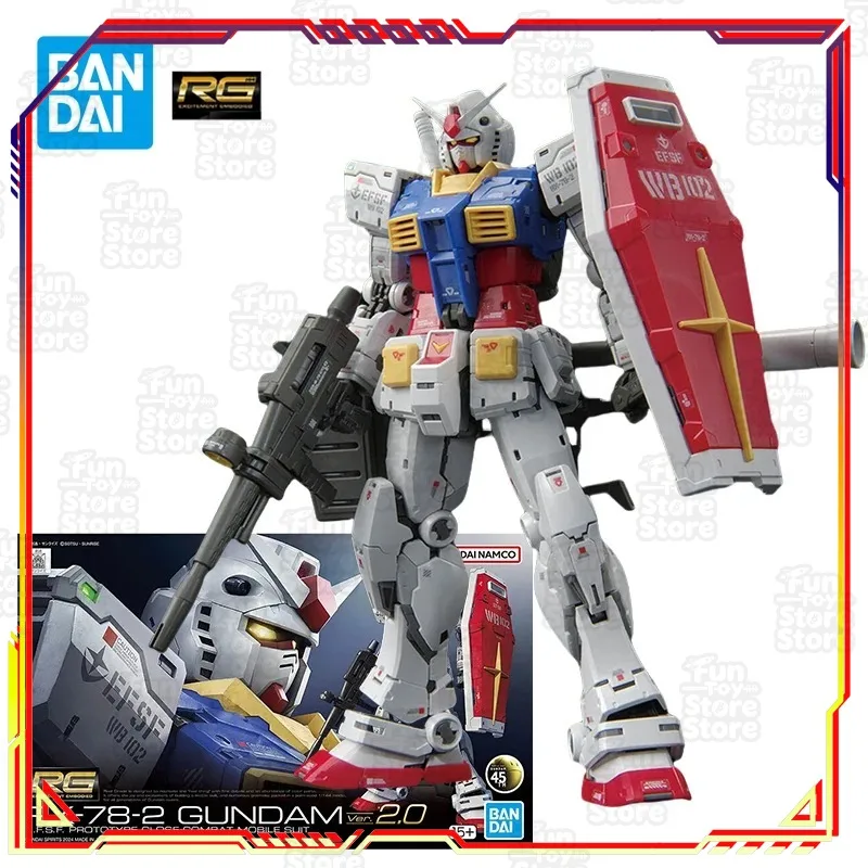 

Bandai Gundam RX78-2 RG 1/144 RX-78-2 Ver.2.0 Mobile Suit Gundam Action Figure Anime Model Kit Toy for Boys Collectors