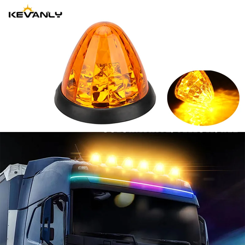 2X LED Watermelon Lamp Truck Trailer Side Marker Light Waterproof 12V 24V Lorry Side Signal Indicator Clearance Lamp Accessories