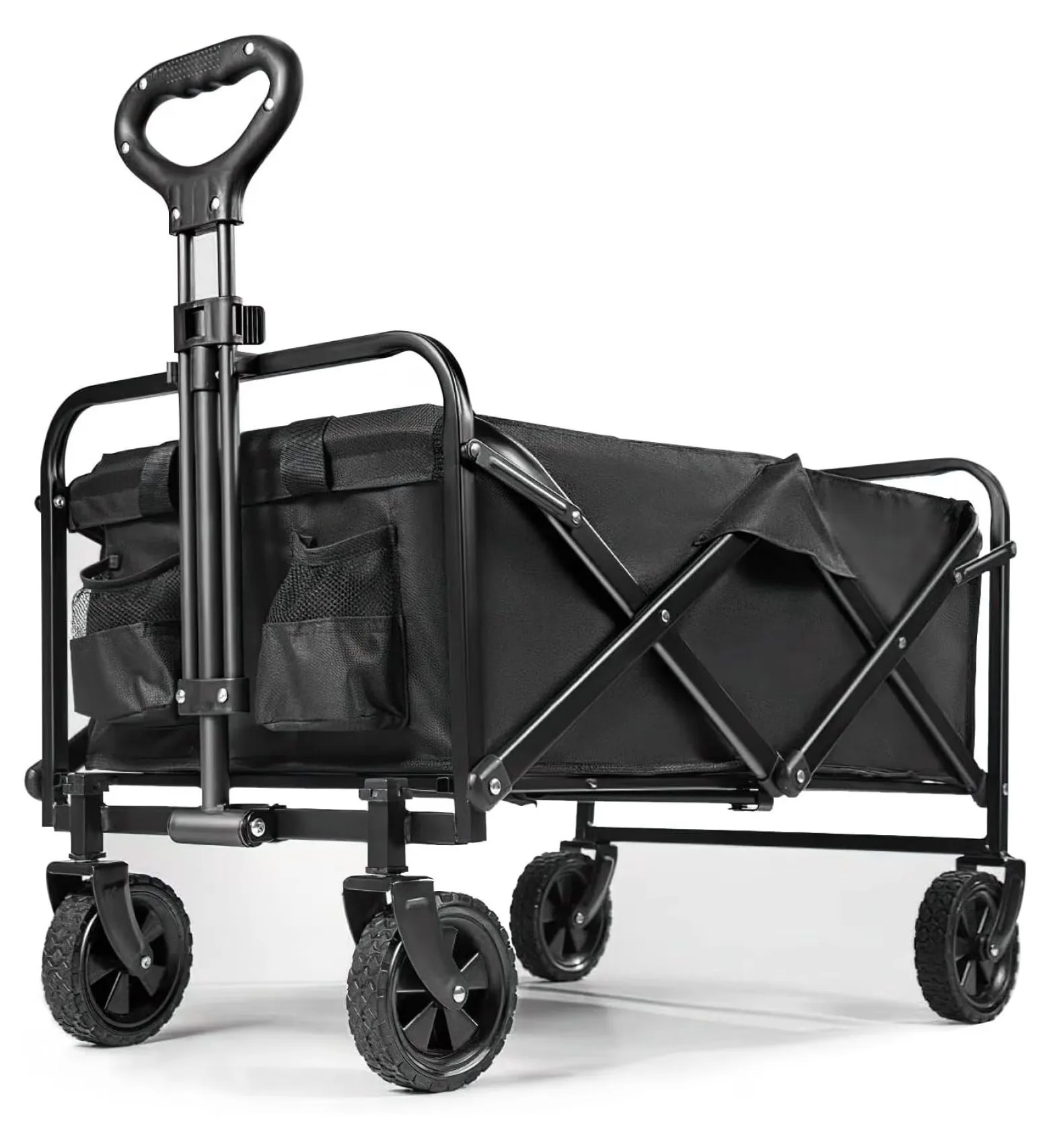Large Collapsible Foldable Wagon Cart Heavy Duty All-Terrain Utility Grocery Cart for Garden Beach - Easy Storage Garden Beach Cart