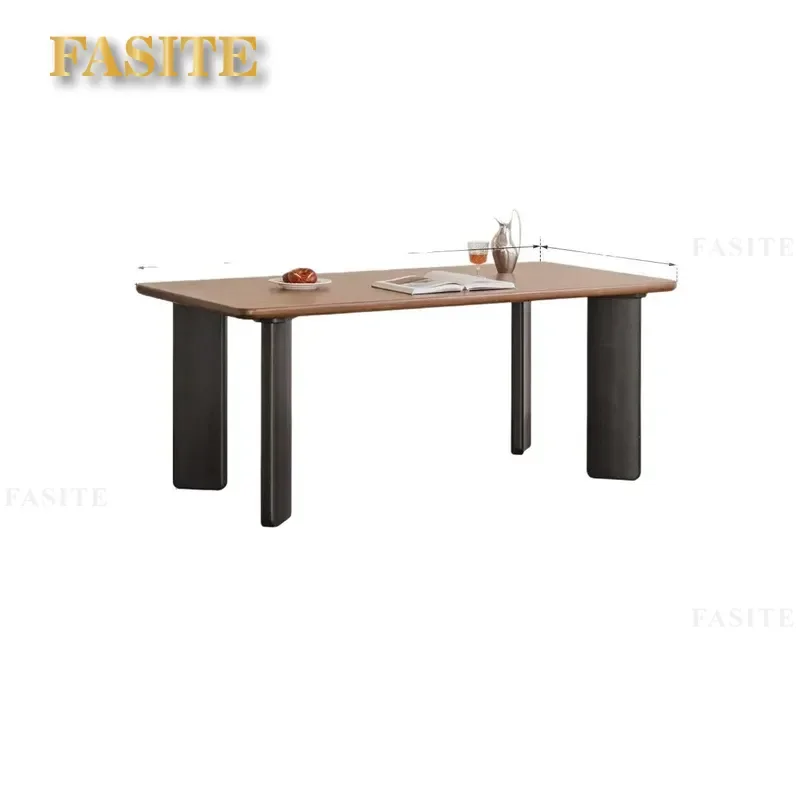 For Solid Wood Dining Table Black Walnut Retro Light Luxury Long Table Large Board for Home Restaurant