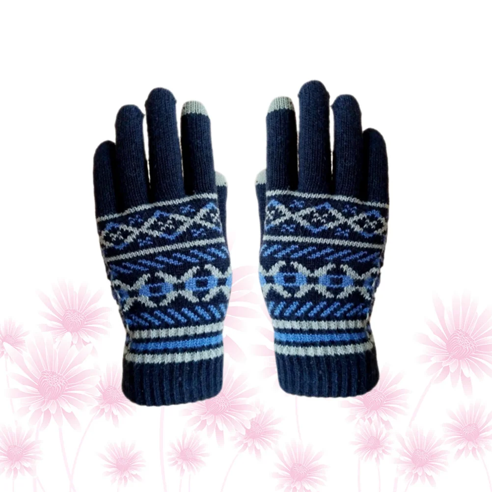 

1Pair Men's Thick Knitted Woolen Yarn Gloves Warm Full Finger Touch Screen Gloves Outdoor Winter Accessories Winter Accessories