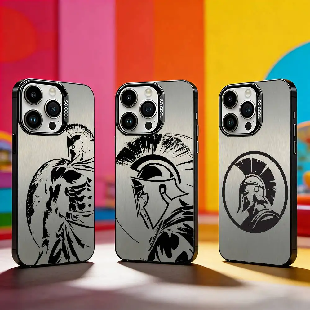 Spartan Cool Phone Case For iPhone 17,16,15,14,13,12,11 Plus,Pro Max,XS,Colored silver phone case