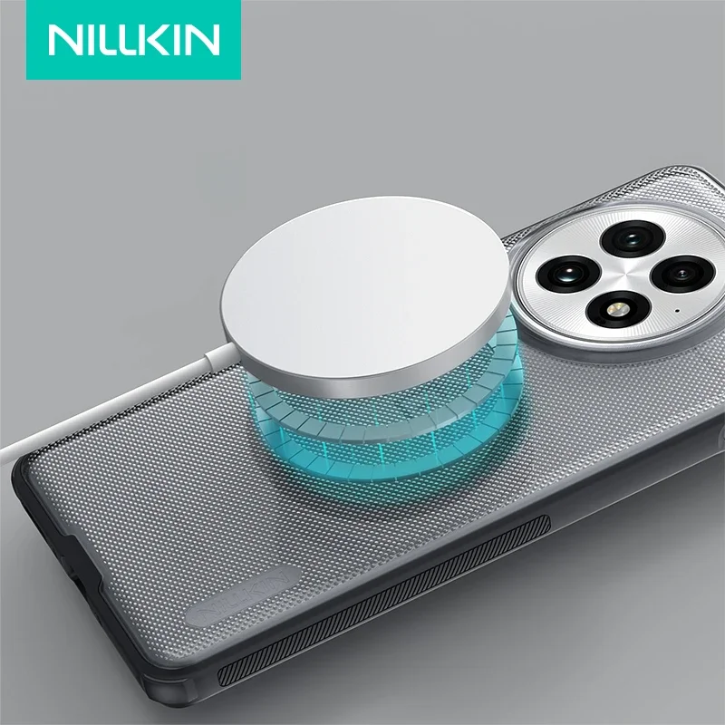 

Магнитный чехол Nillkin для OnePlus 13 5G Super Frosted Pro, прозрачный черный, адаптируемый матовый Magsafe, мягкая рамка, задняя крышка, защита