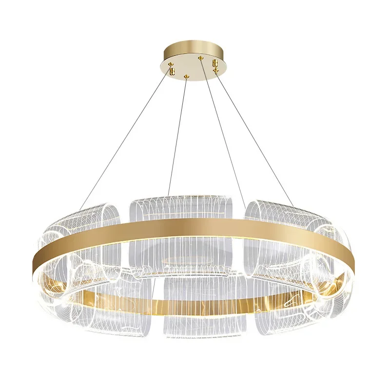 

Modern light luxury simple all-copper stainless steel acrylic hotel chandelier, bar counter, living room, dining room