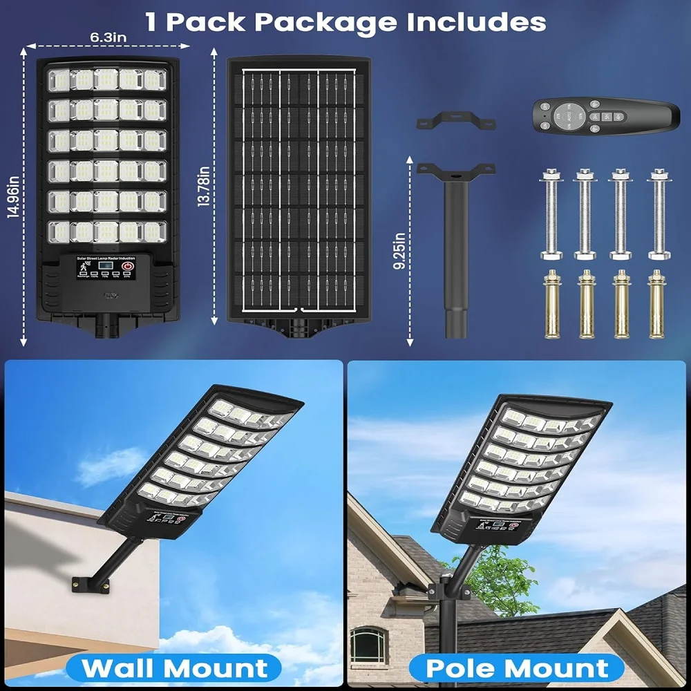 2/1 stücke 100000LM Solar Licht Kommerziellen LED Outdoor Dämmerung Zu Morgendämmerung Solar Straße Licht Straße Bereich Lampe hinterhof Sicherheit Beleuchtung
