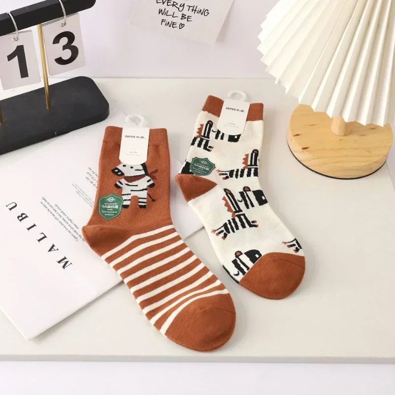 AB version cartoon long tube cotton socks, fashionable and cute Korean version street INS style college student sports socks