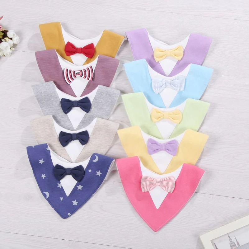 Gentleman Bow-tie Waterproof Bandana Bibs Baby Babador Feeding Smock Infant Triangle Burp Cloths Saliva Towel Eating Accessory