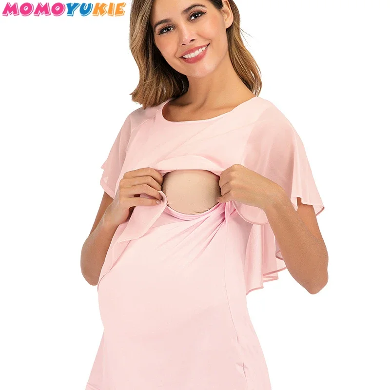 

Maternity Tops Women Pregnant Pregnancy Tee Nursing Breast Feeding Clothes T Shirts Breastfeeding