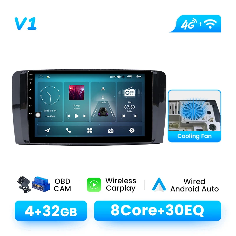 Autoradio Speler Voor Mercedes Benz R Klasse W251 R280 R300 R320 R350 R63 2005-2017 Android 14 Draadloze Carplay DSP 4G Wifi