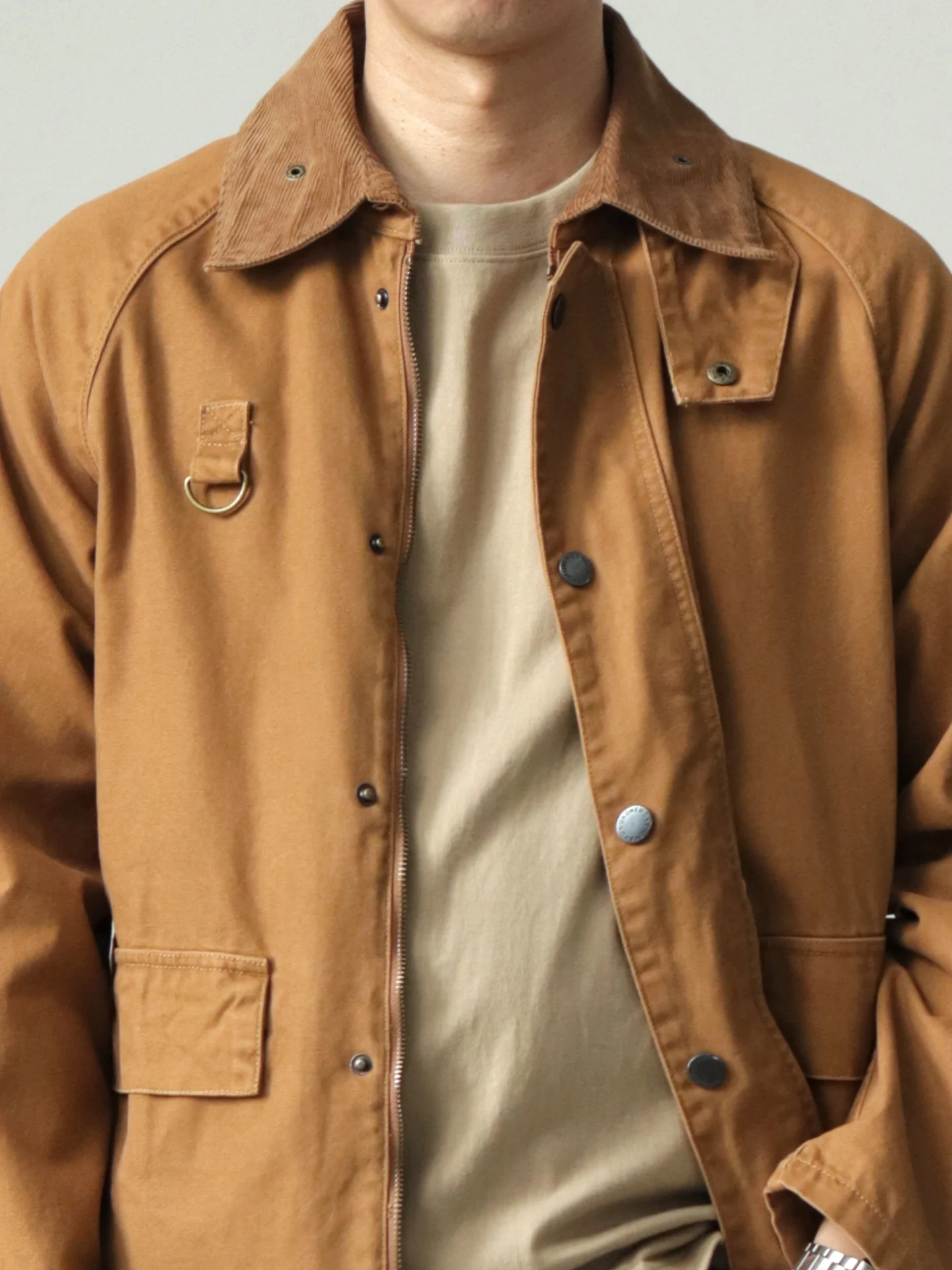 

Ретро Американский Sle Fiing Jaet Тяжелый чистый хлопок Холст с талией Спецодежда Пальто Мужчины Осенний прямой подол Дизайн Молния...