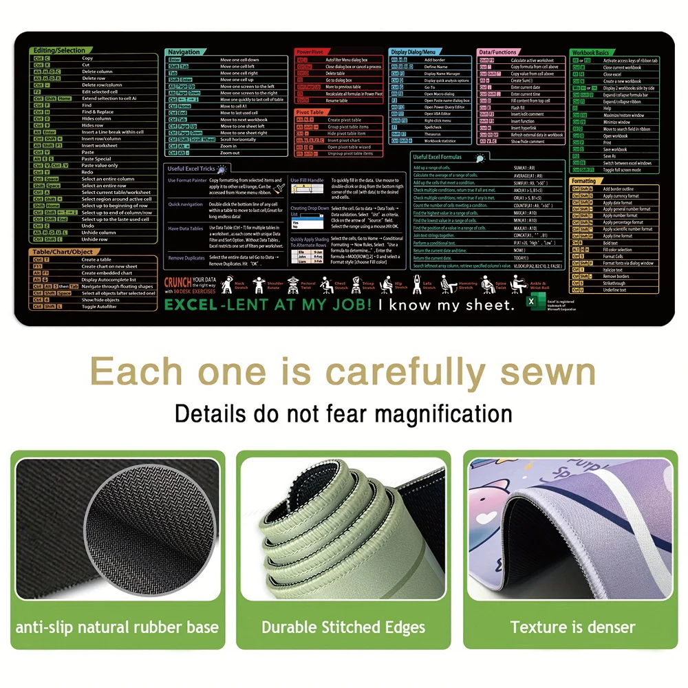 سطح المكتب كبير مكتب Excel ماوس الوسادة المطاطية المضادة للانزلاق حصيرة مكتبية مكتب الملحقات لوحة المفاتيح توسيع لوحة الماوس قابلة للغسل في الماء #5