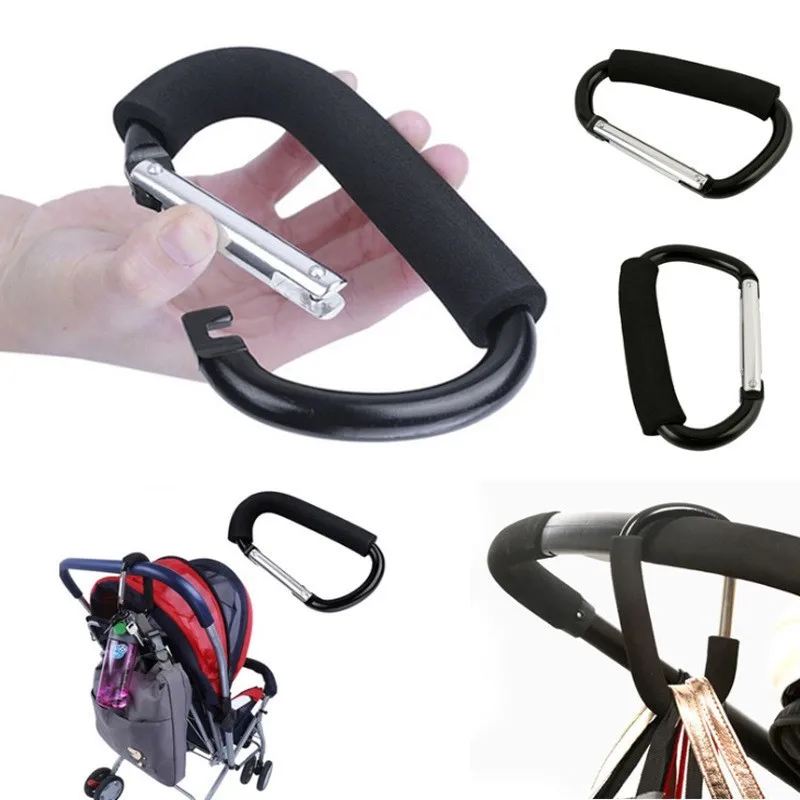 Large Carabiner Stroller Hooks Organizer Aluminum D Ring Spring Snap Keychain Clip Carry Handle for Hanging Purses Shopping Bags