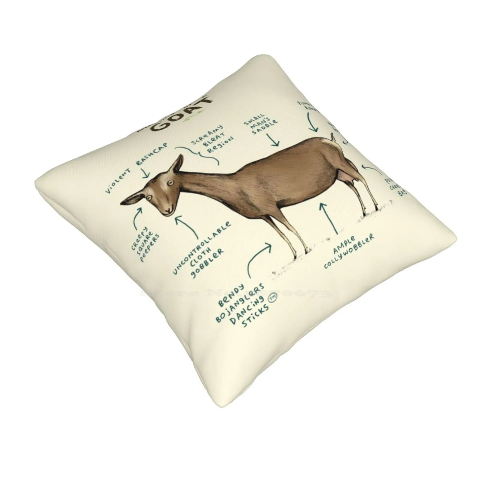 Anatomy Of A Goat Fashion Sofa Throw Pillow Cover Pillowcase Anatomy Nanny Doe Buck Dairy Goats Pygmy Udder Funny Silly Cute