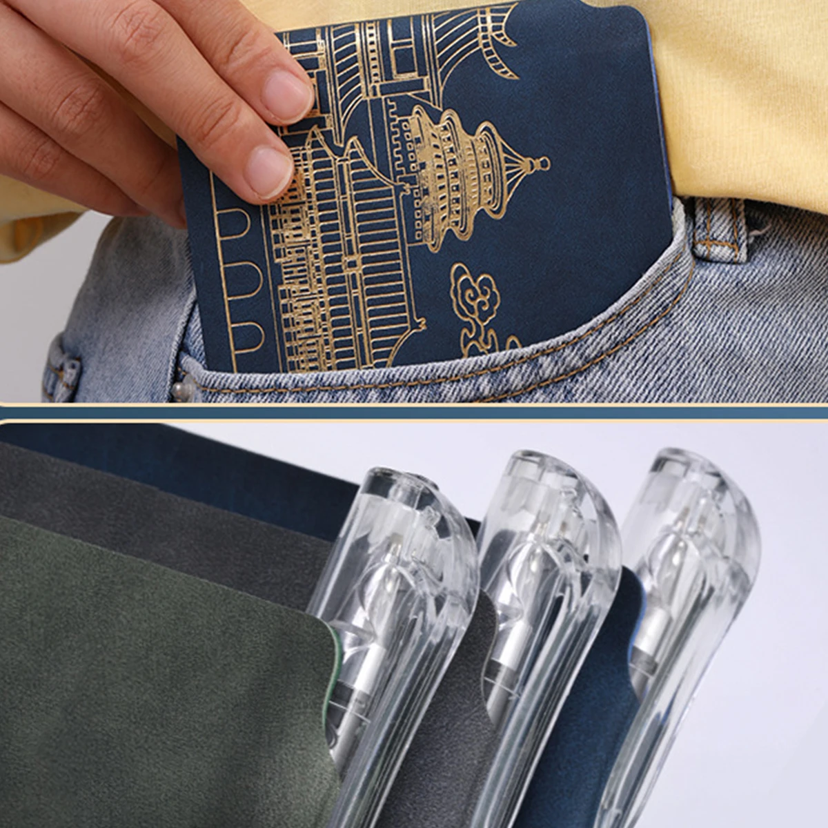 (Can Engrave Logo) Small Square Leather Handbook, Pocket Notebook, Student Notepad, Blank/Grid/Lined Pages, Memo, Excerpt Book