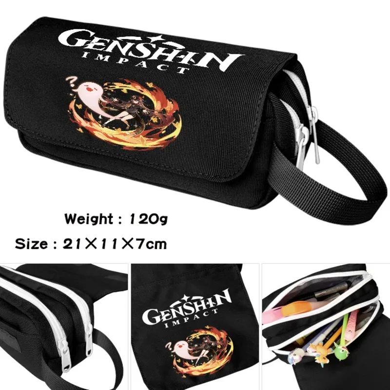 Genshin Impact Cosplay Pencil Case, Cosmetic Bag, Papelaria, School Pen Pencile Bags, Presente para Estudantes, Jogo