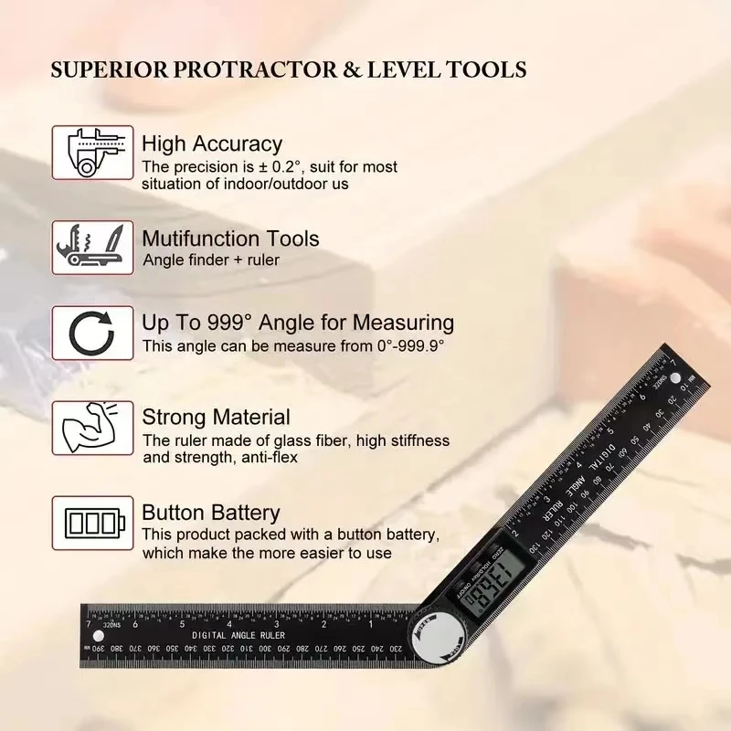 Digital Protractor Angle Ruler 360 ° Digital Angle Ruler Electronic Goniometer Protractor Angle Finder Gauge Measuring Tool